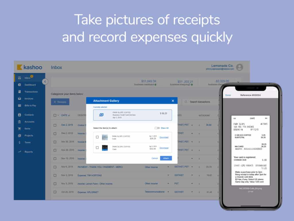 OCR Receipt matching makes it super easy to record your expenses