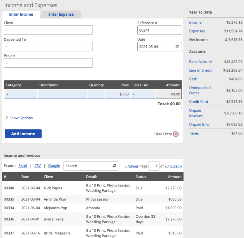 Income and Expenses