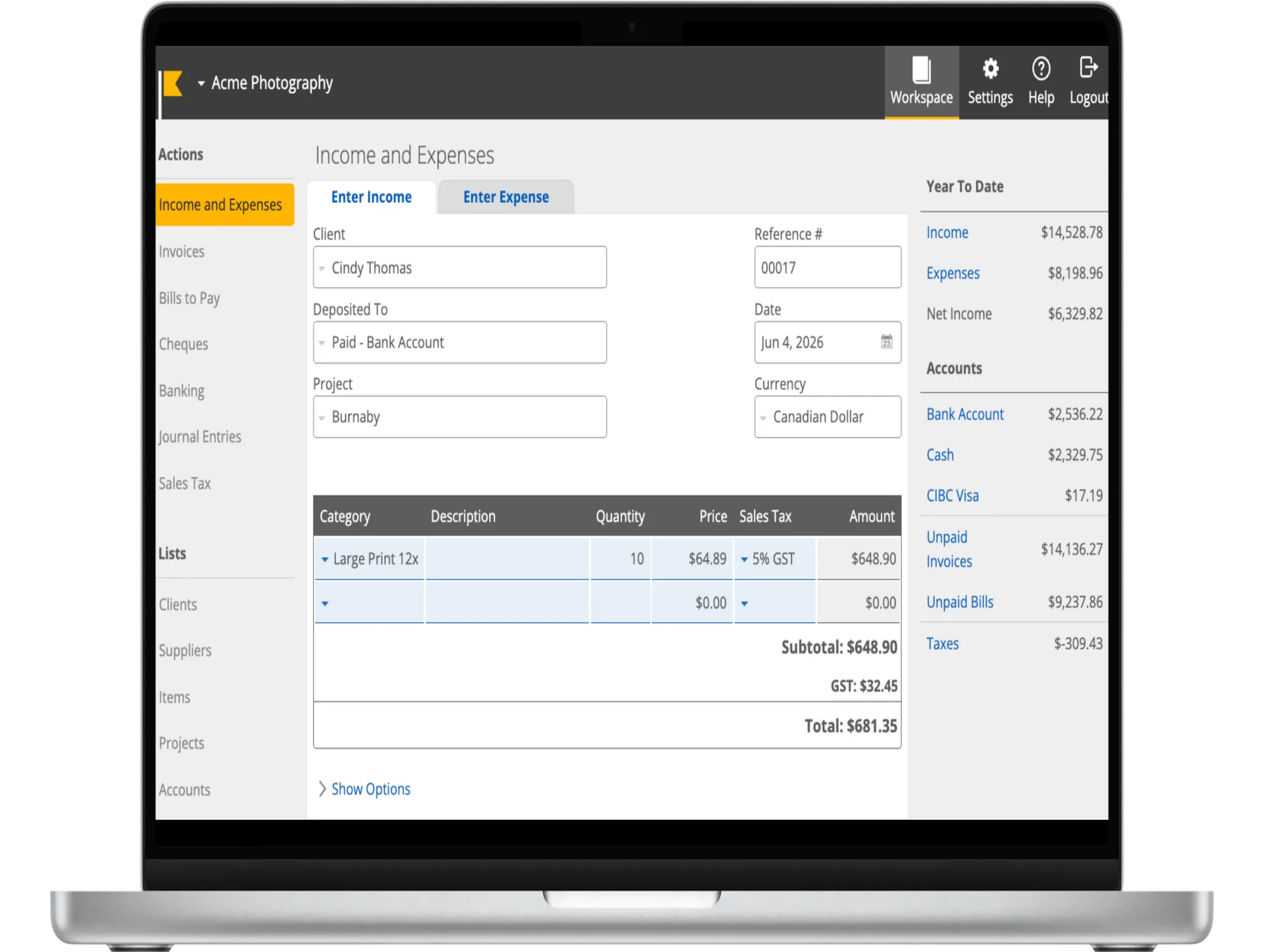 Kashoo online accounting software